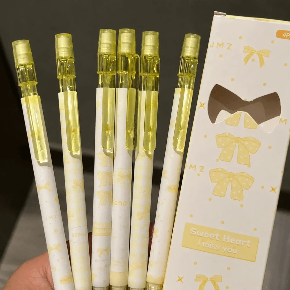 4PCS Kawaii Bow Mechanical Pencils 2B – No-Sharpen with Eraser Mechanical Pencil Set Nixie