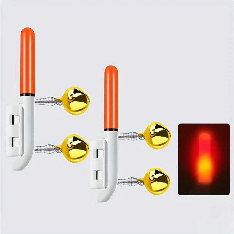 Night Fishing Glow Stick Float Light with Bell & CR425 Battery Fishing Float Light Nixie Red 2Pcs with CR425 Batt