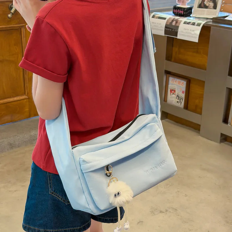 Korean Canvas Crossbody Bag for Women – College Satchel Style