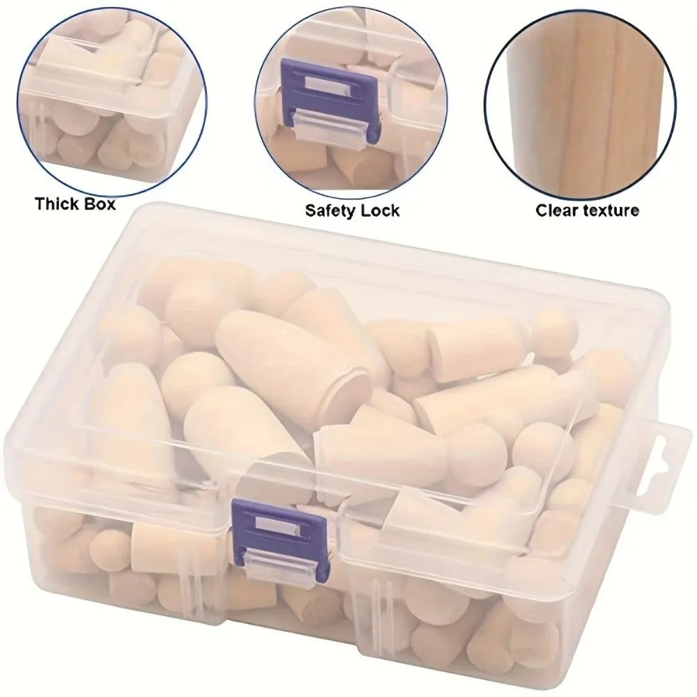 50Pcs Unfinished Wooden Peg Dolls DIY Craft Kit with Storage Box DIY Craft Kit Nixie