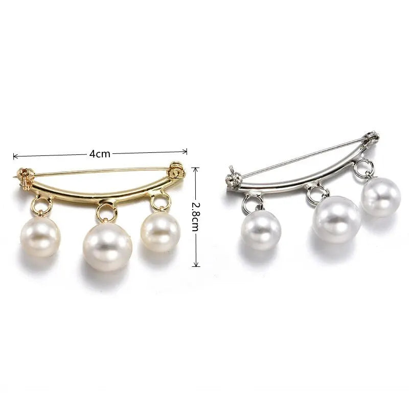 2pcs Pearl Pendant Brooch Set – Unisex Anti-Slip Corsage Pin Brooch Pin Set Nixie