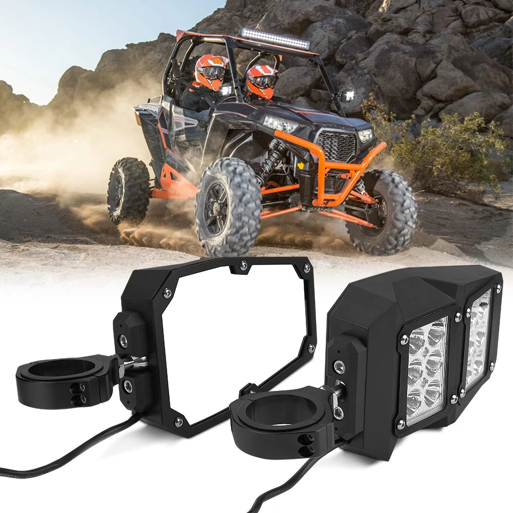 KEMIMOTO UTV Side Mirrors with LED Light – 1.75 to 2in Roll Bars UTV Side Mirrors Nixie