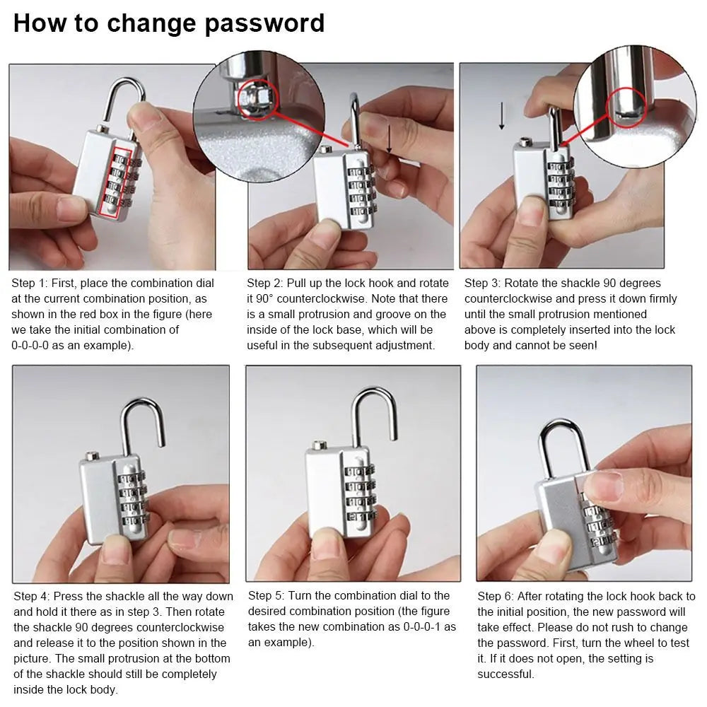 4-Digit Combination Padlock with Key – Zinc Alloy Security Lock