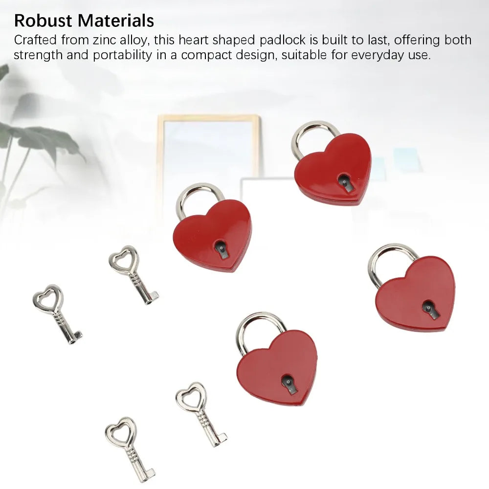 4-Pack Heart Shaped Padlocks Zinc Alloy Keyed Lock – Diary & Bags