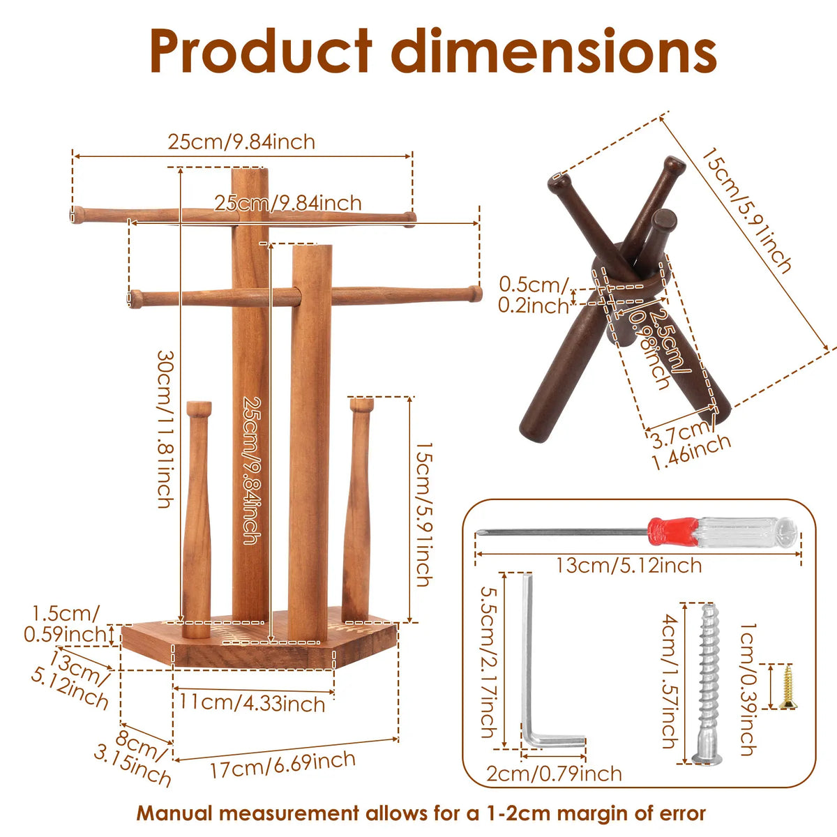 Wood Baseball Ring & Necklace Display Stand with Baseball Stand Ring Display Stand Nixie brown
