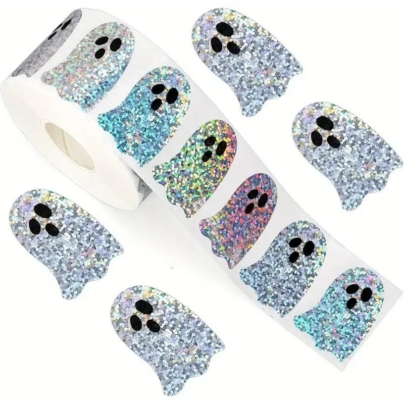 500Pcs Halloween Bat Stickers Roll – Laser Glitter Waterproof Craft Sticker Roll Nixie
