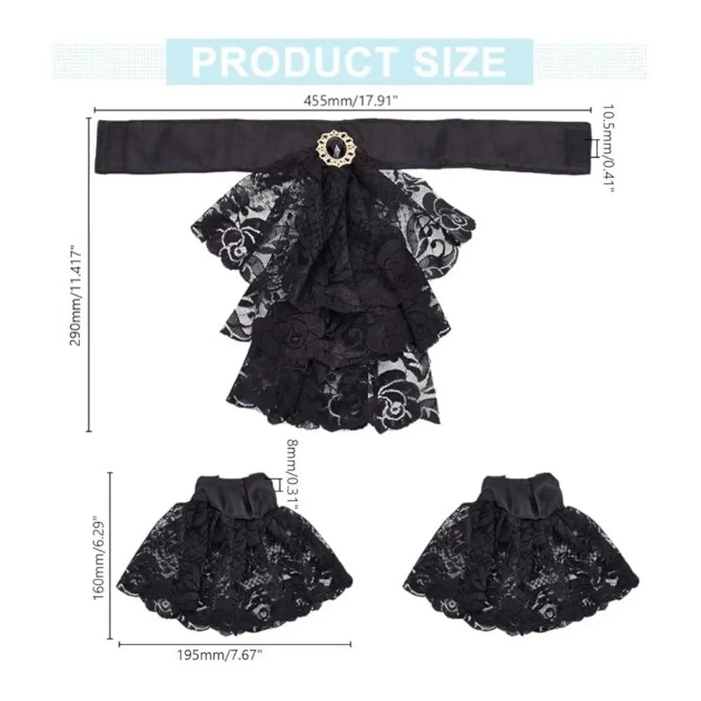 Victorian Lace Jabot Collar & Cuffs Set | Steampunk Cosplay Costume Collar Set Nixie