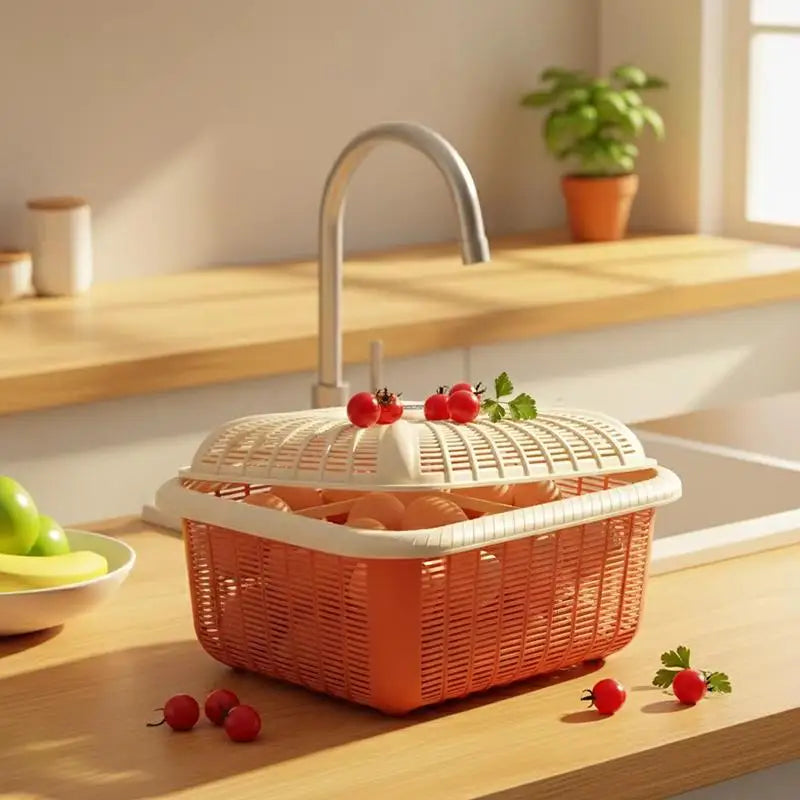 Stackable Plastic Storage Basket with Lid | Kitchen Organizer Kitchen Storage Basket Nixie