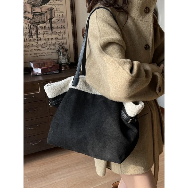 Nixie Vintage Suede Plush Tote Bag – Women's Handbag Women's Tote Bag Nixie