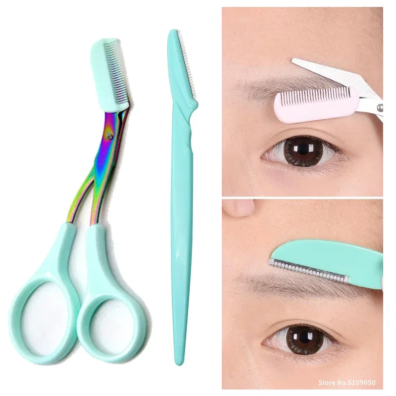 Eyebrow Trimming Razor & Scissors Set – Safe Grooming Kit Eyebrow Grooming Set Nixie
