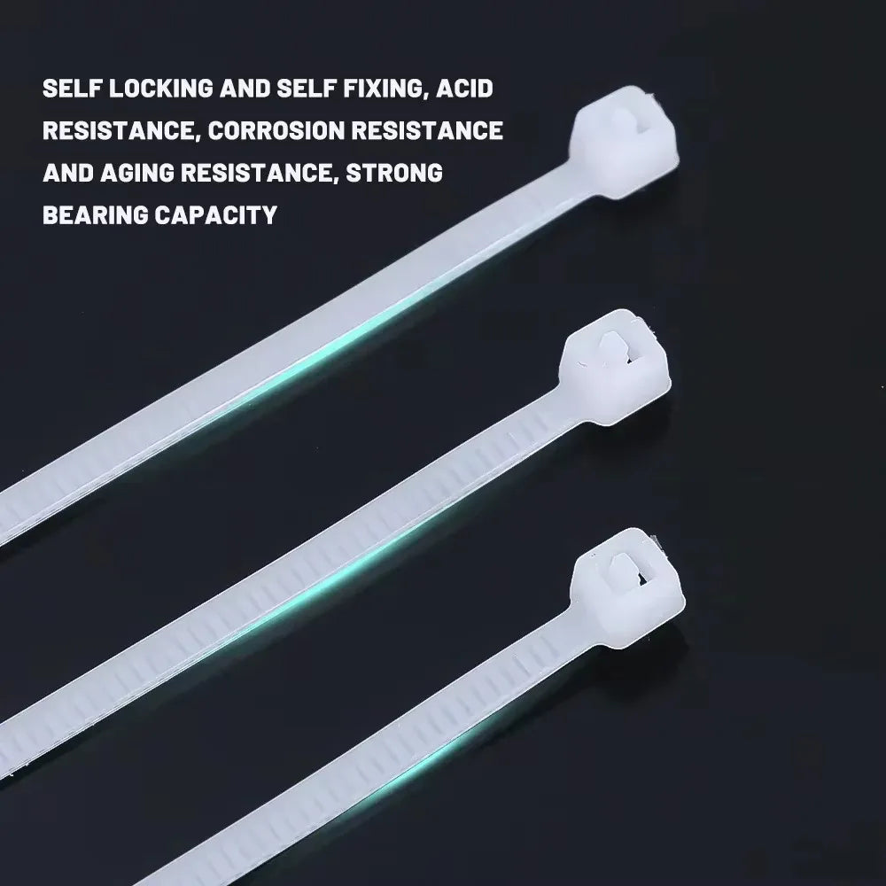 Black Nylon Cable Ties Self-Locking Zip Straps 5×200 & 8×300mm