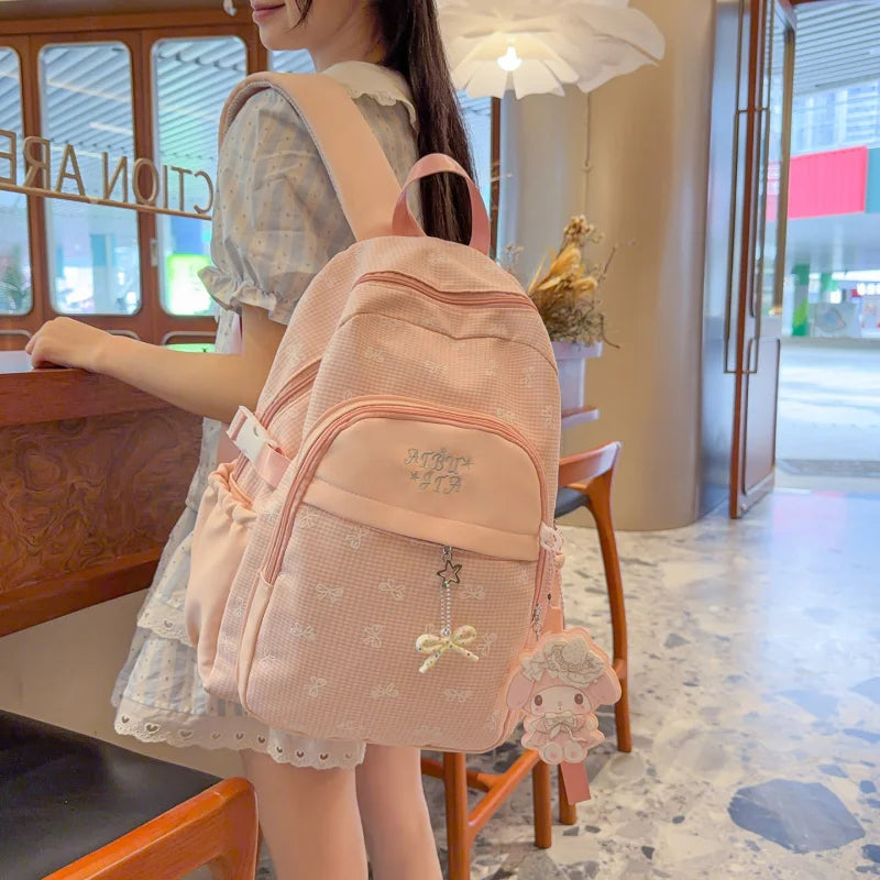 Teen Girls Bowknot Backpack – Lightweight Aesthetic School Bag Girls Fashion Backpack Nixie