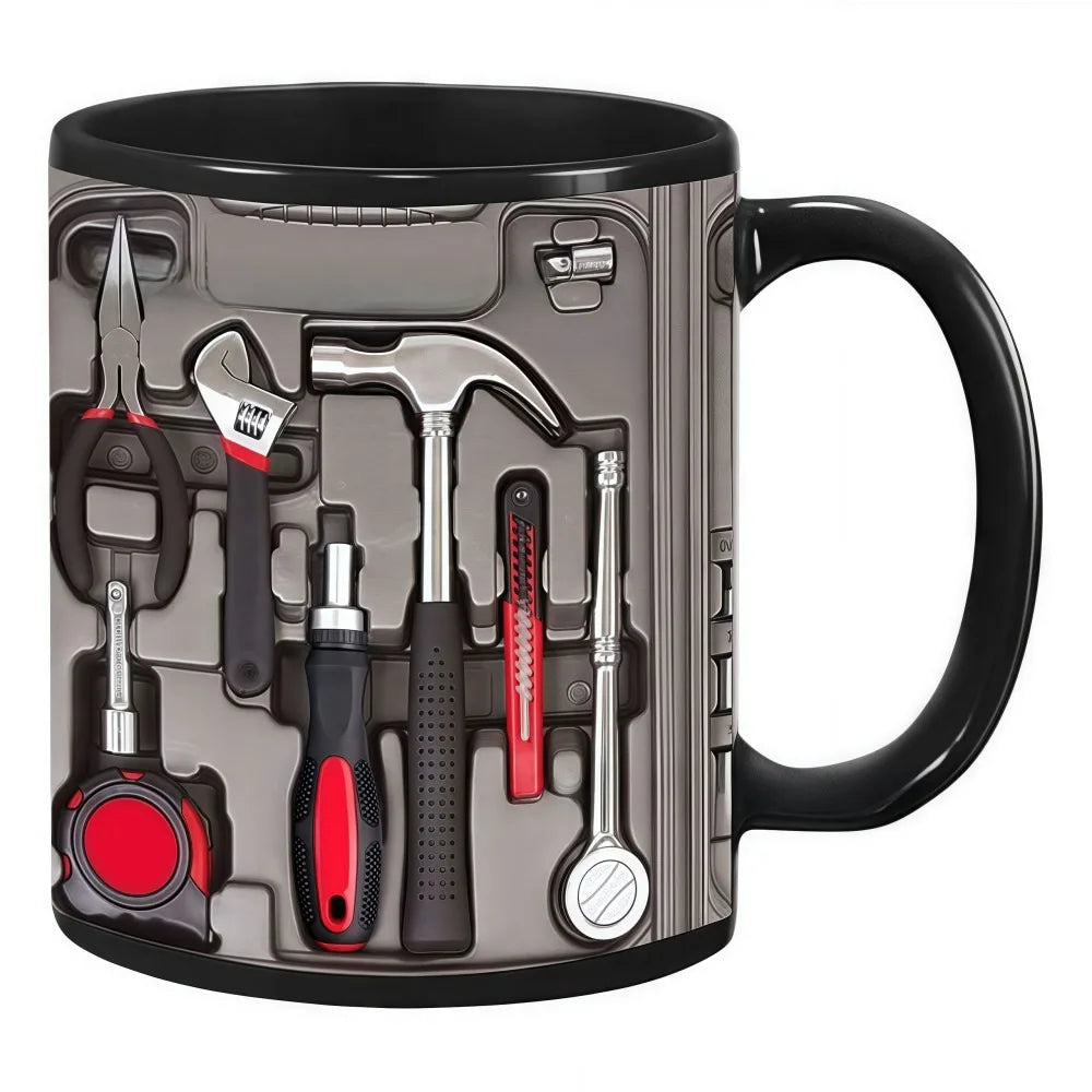 Mechanic Wrench Ceramic Coffee Mug 11oz | Tool Pattern Gift Novelty Coffee Mug Nixie C <50ml