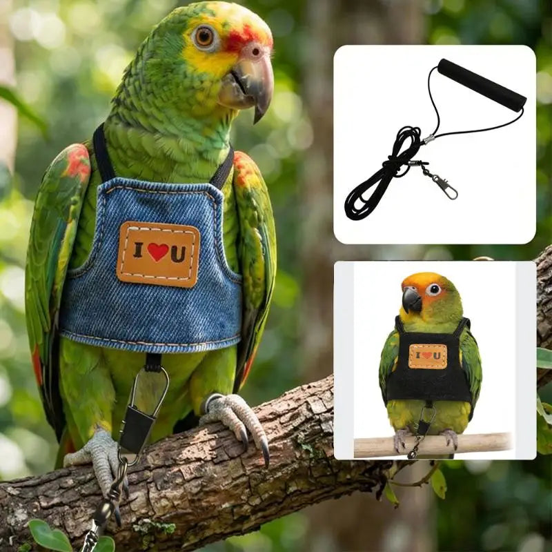 Adjustable Parrot Harness Training Rope – Safe Bird Vest Bird Harness Leash Nixie