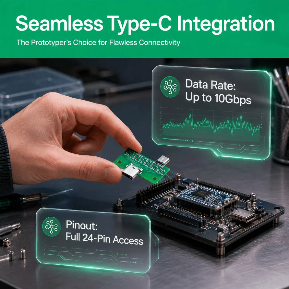 USB Type-C 24 Pin Male to Female PCB Adapter – USB 3.1 USB-C PCB Adapter Nixie