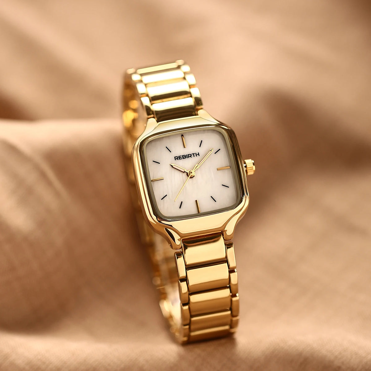 REBIRTH Square Quartz Watch | Stainless Steel, Minimalist Square Quartz Watch Nixie