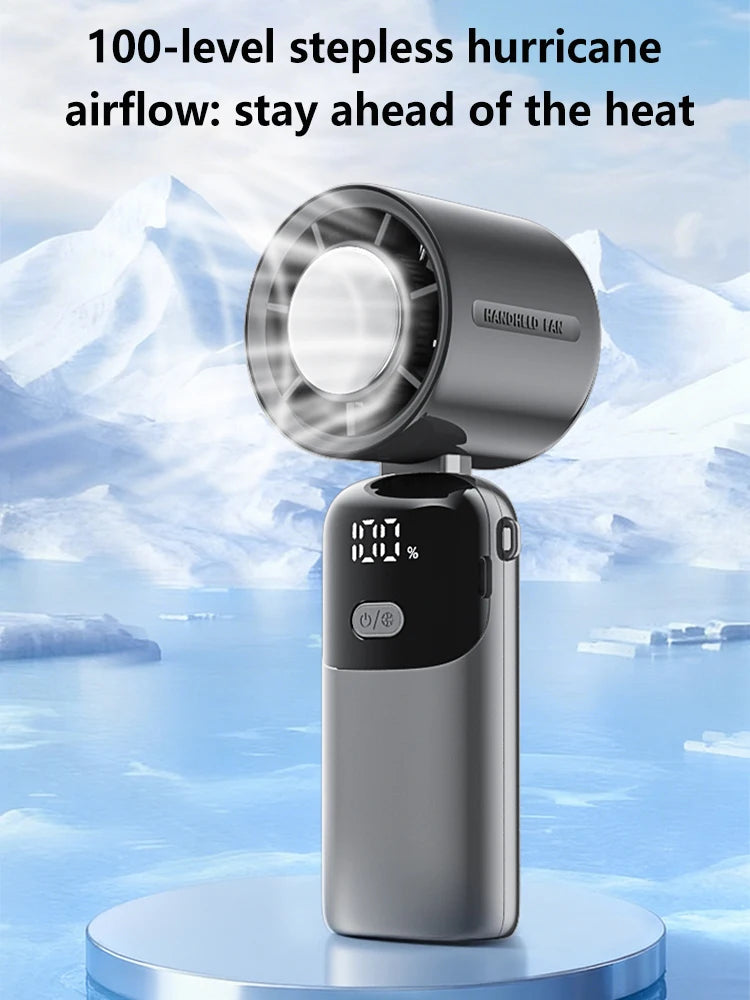 Portable Handheld Fan 100-Speed Foldable Rechargeable USB-C Handheld Portable Fan Nixie