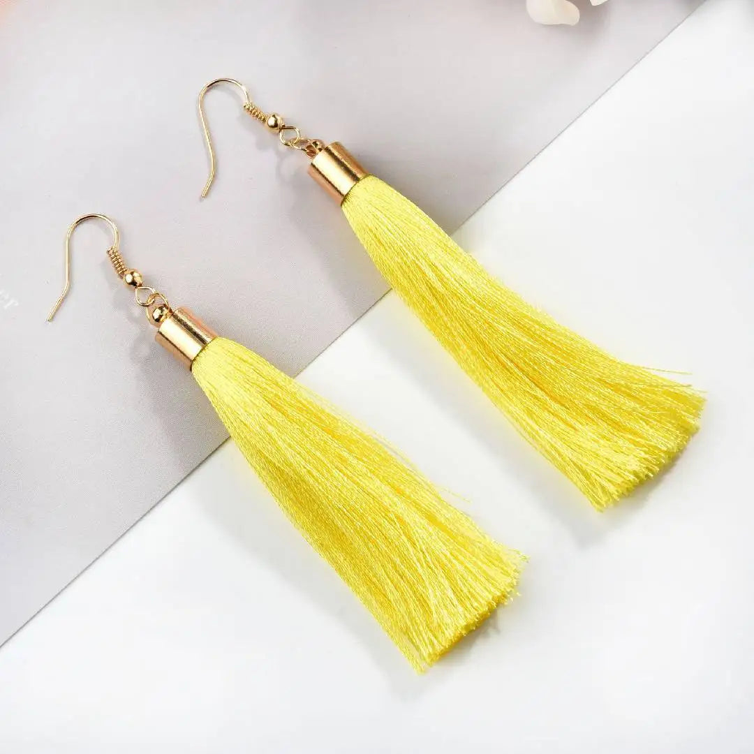 Boho Long Tassel Drop Earrings | 14 Colors | Allergy-Free Tassel Drop Earrings Nixie