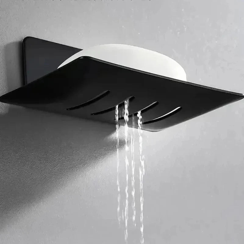 Wall Mounted Carbon Steel Soap Tray with Drainage – Black Soap Dish Holder Nixie