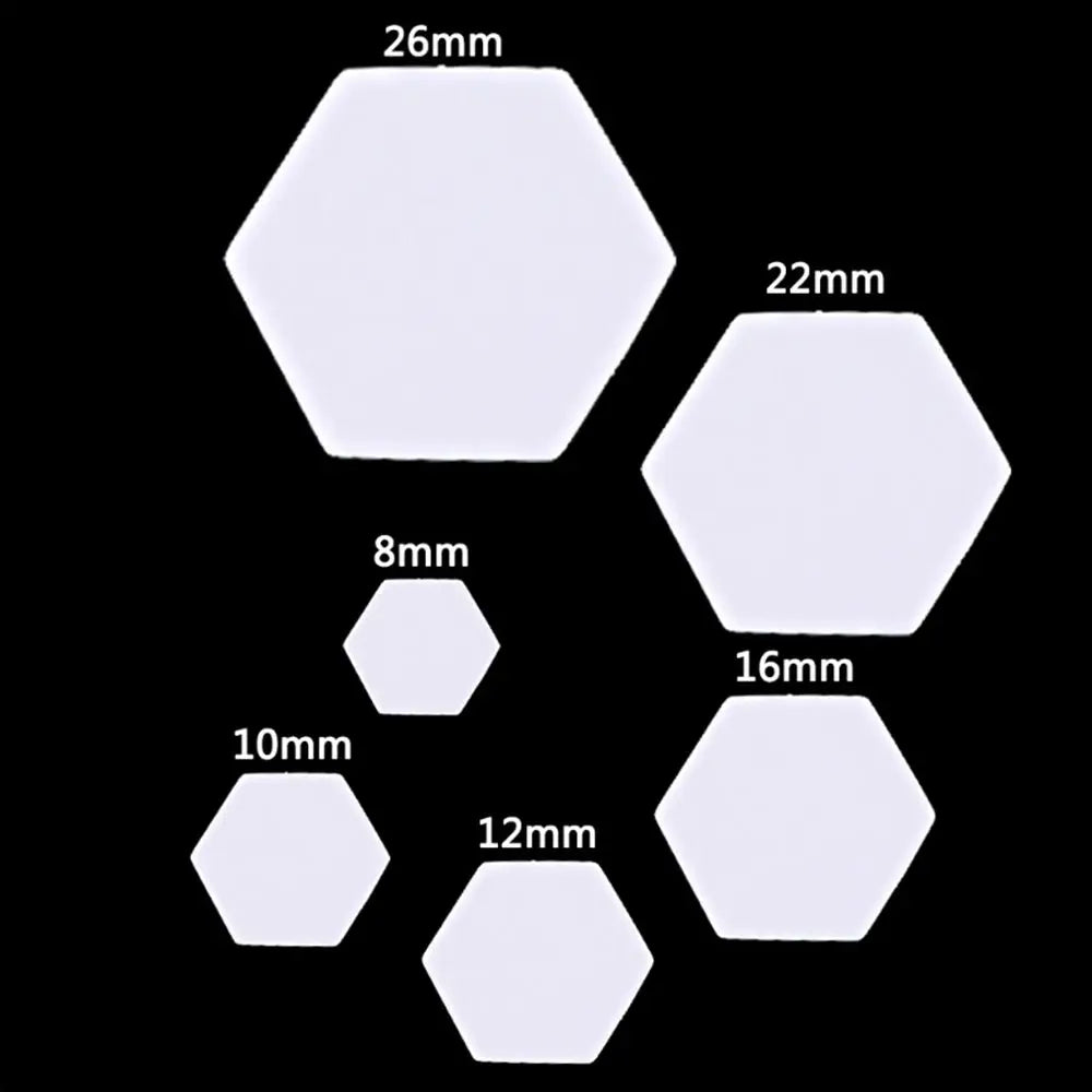 100Pcs Hexagon Paper Quilting Templates – 6 Sizes for Patchwork Quilting Templates Nixie
