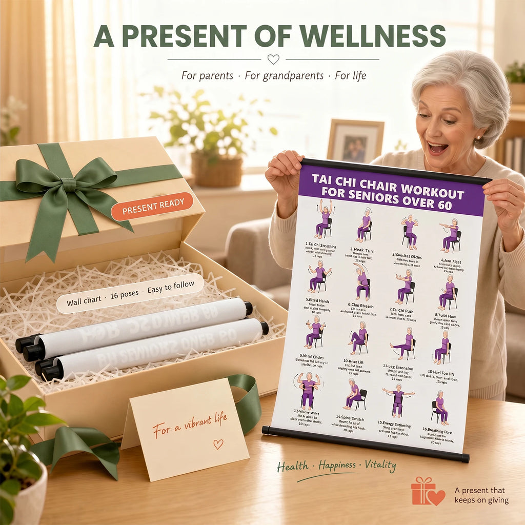 Tai Chi Chair & Walking Workout Poster for Seniors Fitness Wall Poster Nixie