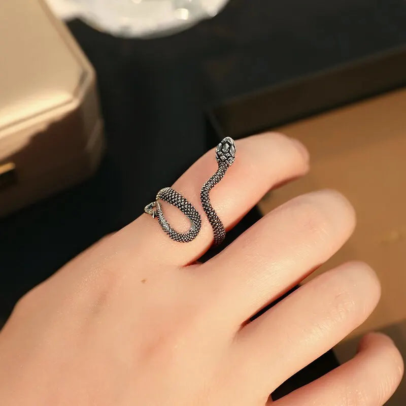 3pc Hip Hop Snake Ring Set – Unisex Gun Black Zinc Alloy Fashion Ring Set Nixie