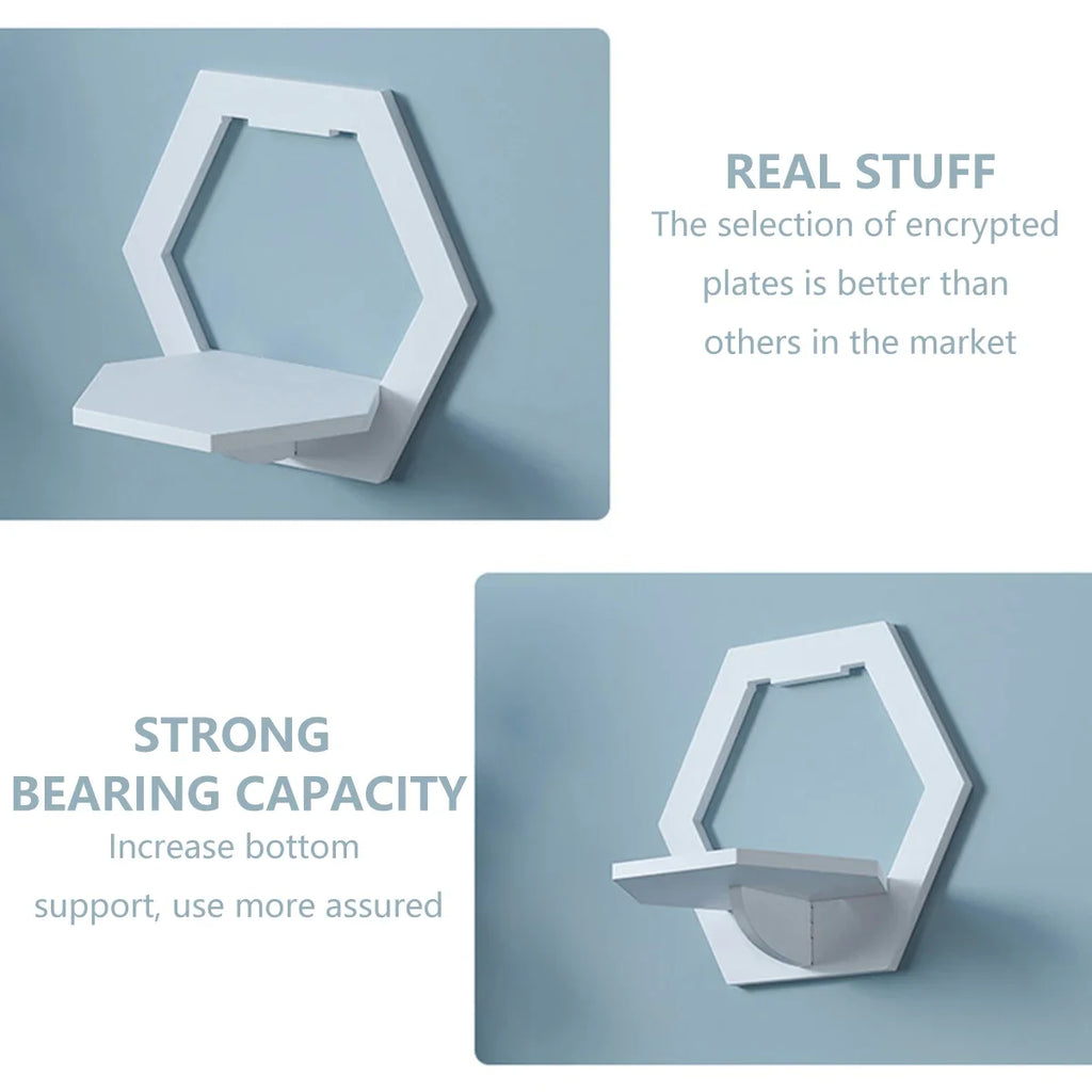 3-Pack Hexagon Wall Shelves Punch-Free Mounted Display Stand Wall Display Shelf Nixie