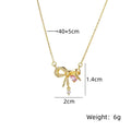 Pink Diamond Bow Pendant Necklace | Light Luxury Copper Pendant Necklace Nixie XL1779-54