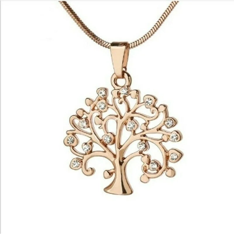 Tree of Life Pendant Necklace – Turquoise Crystal & Copper Alloy Pendant Necklace Nixie Gold