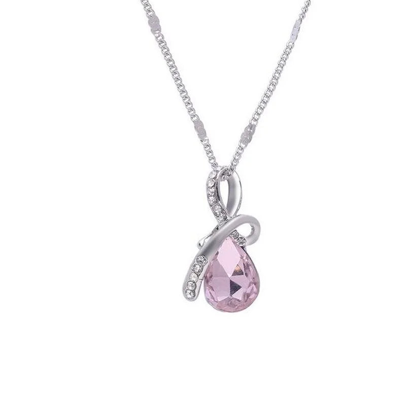Teardrop Crystal Mood Tracker Pendant Necklace – Ethnic Style Pendant Necklace Nixie Pink