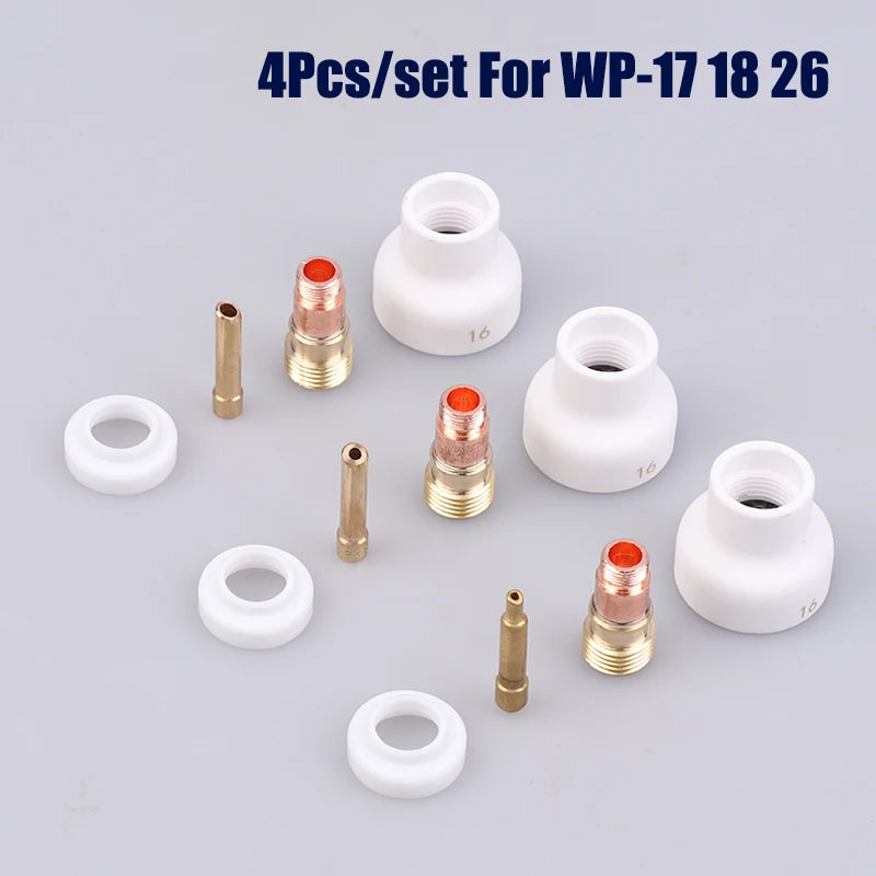 TIG Welding Ceramic Nozzle Gas Lens Kit WP17 WP18 WP26 – 4Pcs TIG Welding Accessories Nixie
