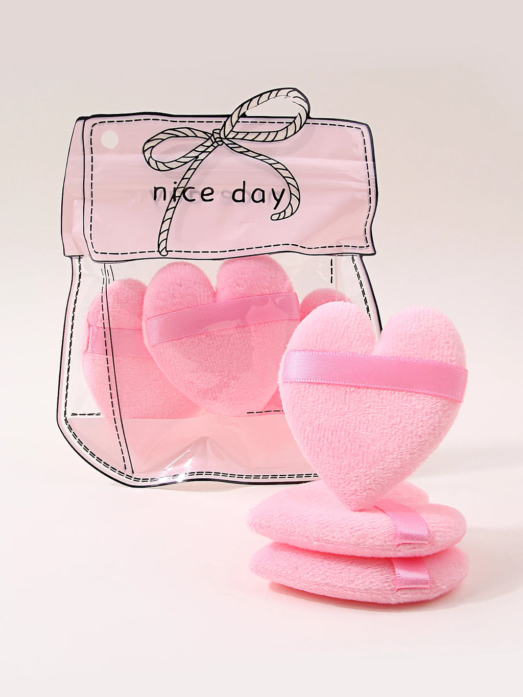 Heart Shaped Plush Makeup Puff with Strap – Set of 3 | Nixie Makeup Powder Puff Nixie