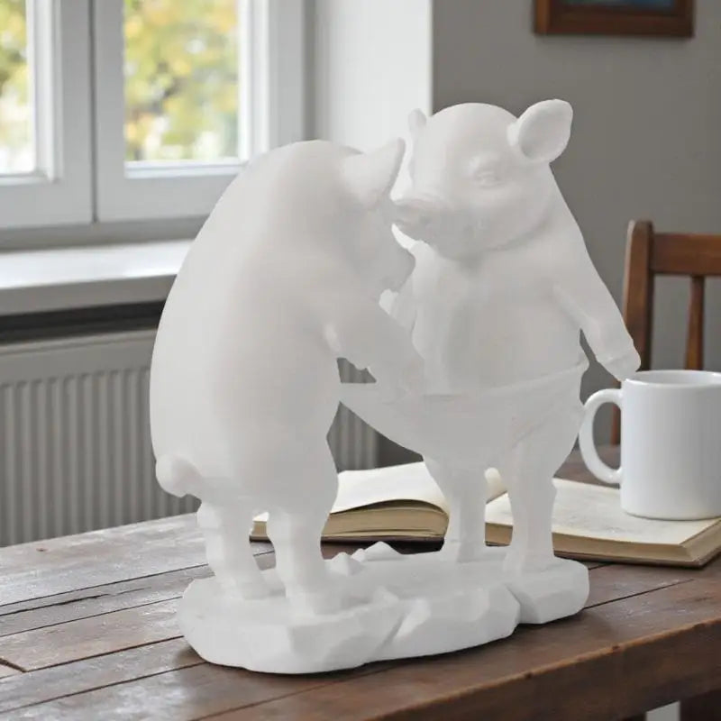 Cute Cartoon Pig Figurine – 3D Printed Matte Desk Ornament Decorative Figurine Nixie