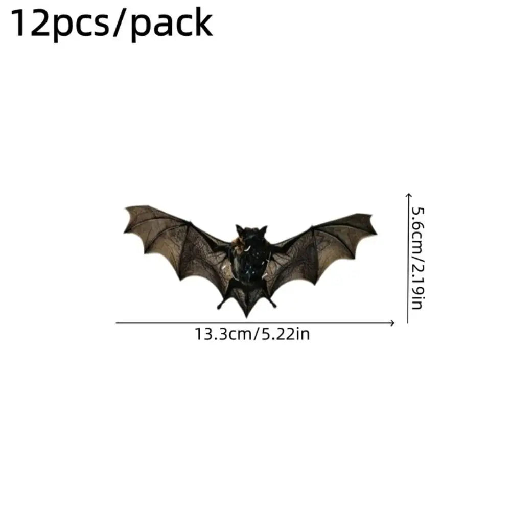 12PCS 3D Bat Wall Stickers Waterproof PVC Reusable Halloween Decals Wall Stickers Nixie