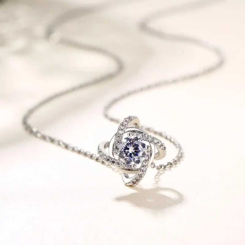 Four Leaf Clover Diamond Pendant Necklace | Women's Silver Pendant Necklace Nixie