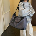 Striped Canvas Travel Bag – Unisex Large Tote & Crossbody Canvas Travel Tote Nixie Blue