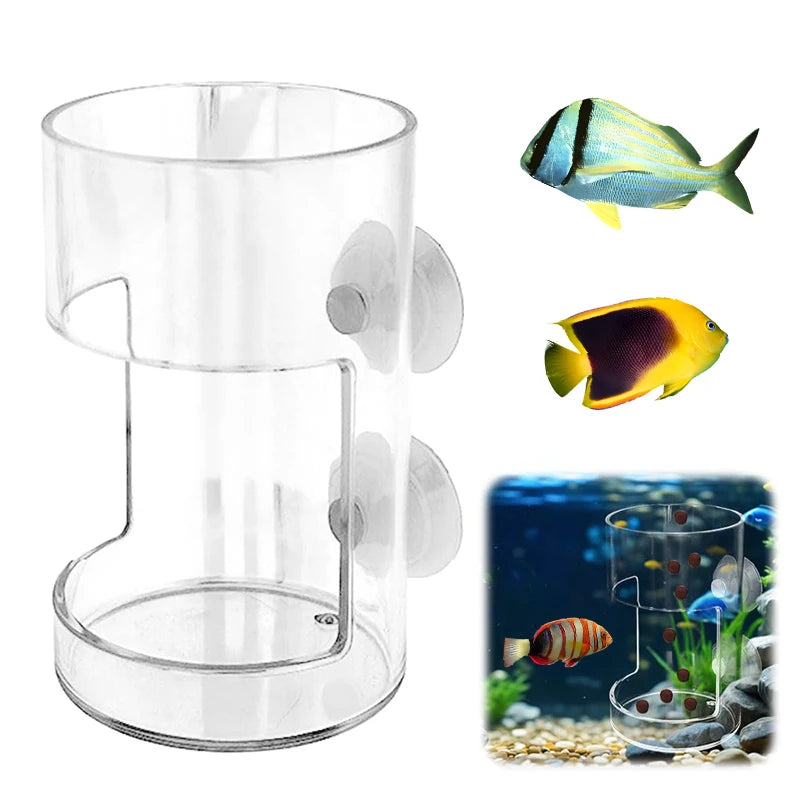 Acrylic Fish Food Holder for Fish Tank – Dish Tray & Suction Cup Aquarium Fish Feeder Nixie Clear circle