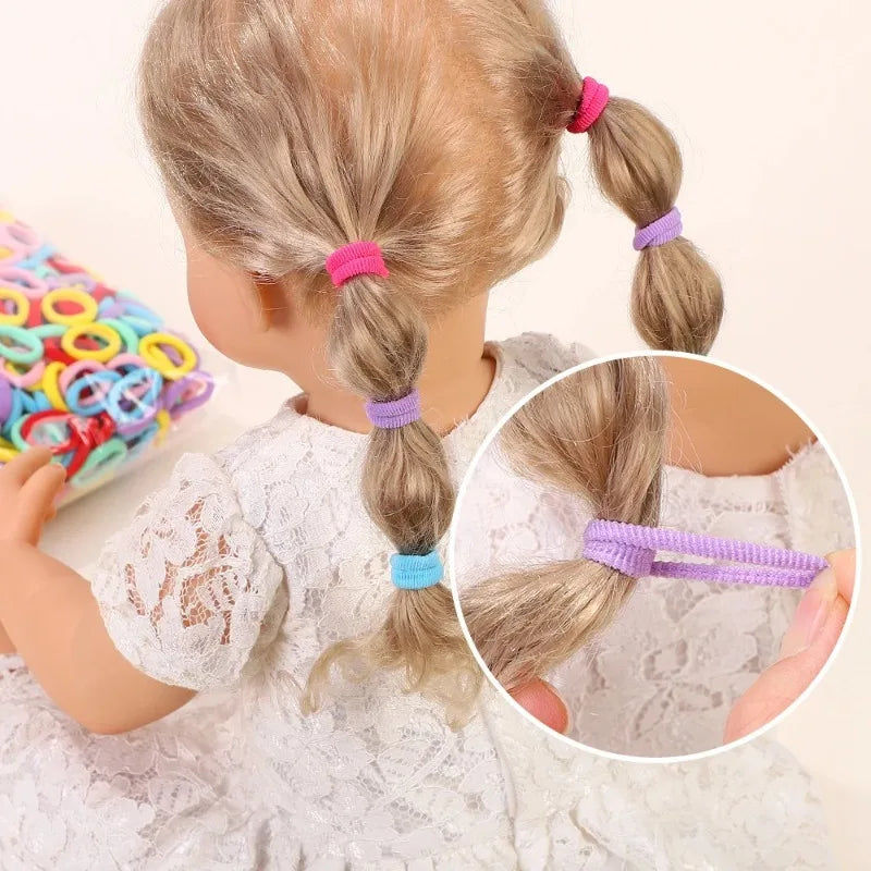 100Pcs Kids Elastic Nylon Hair Ties & Headbands Set for Girls Kids Hair Accessories Nixie