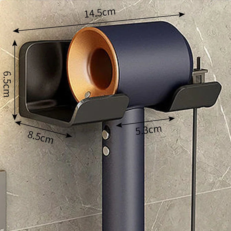 Wall Mounted Hair Dryer Holder – Bathroom Organizer Hair Dryer Holder Nixie D-black-1pcs