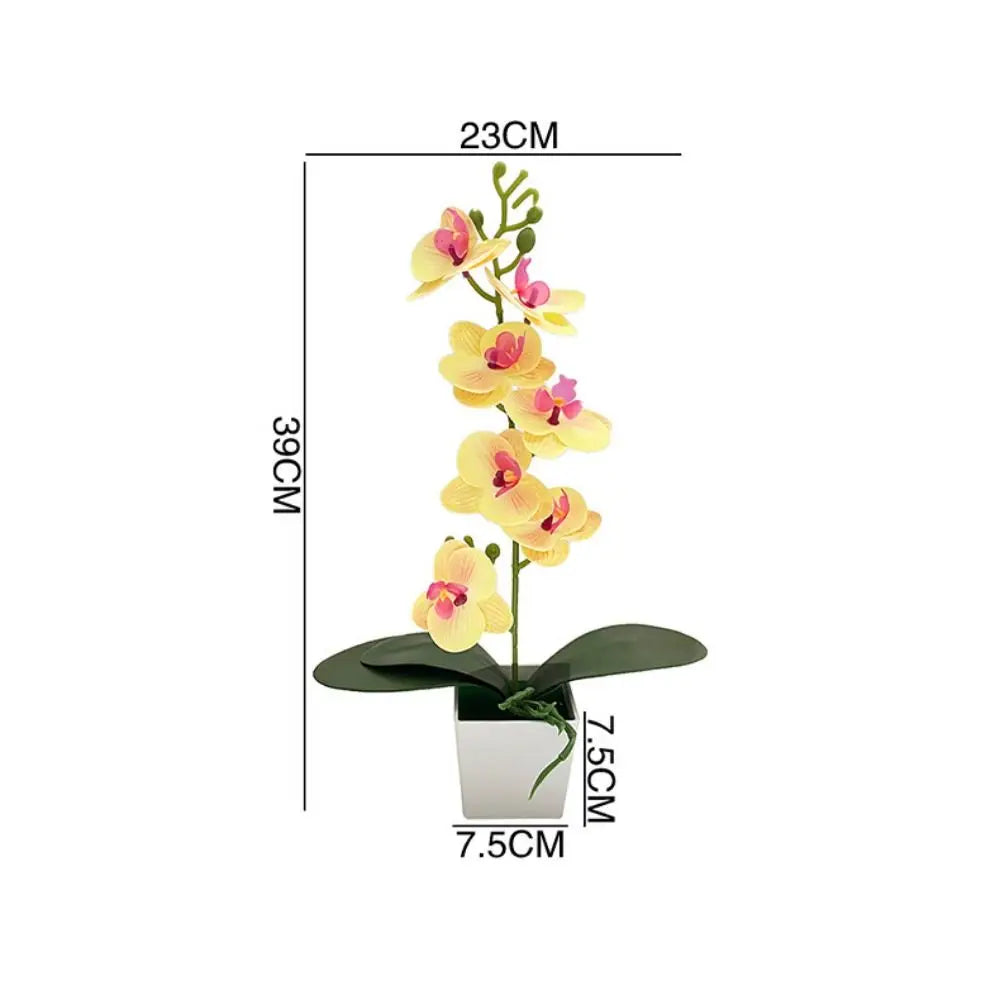 7-Bloom Artificial Orchid Potted Plant – Pink Faux Flowers Artificial Potted Flower Nixie