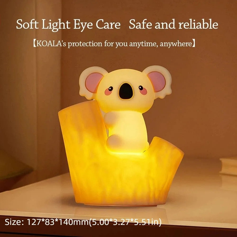 Koala Silicone LED Night Light USB Rechargeable 7-Color Tap LED Night Light Nixie