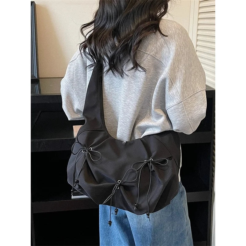 Korean Bow Nylon Shoulder Bag – Large Capacity Women's Bag Women's Shoulder Bag Nixie