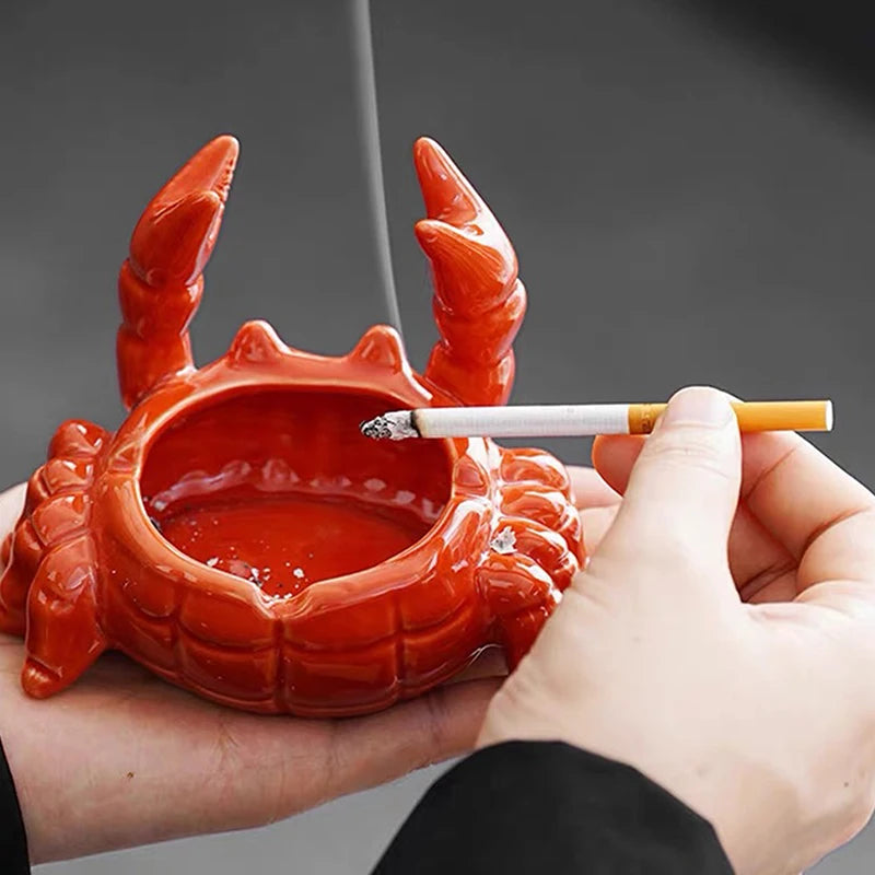 Cute Crab Ceramic Ashtray with Lid – Home Décor Gift Ceramic Ashtray Nixie