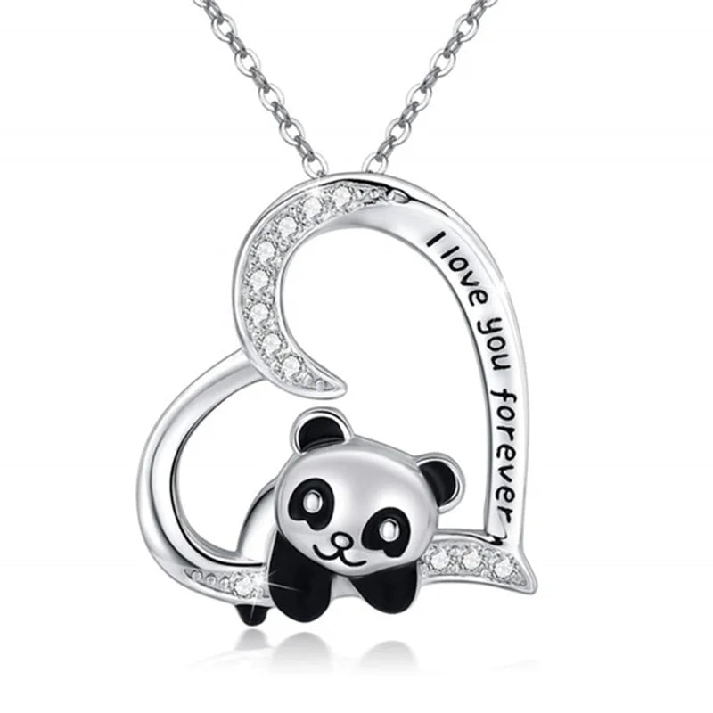 Panda Heart Pendant Necklace – Cute Animal Charm Gift for Women Pendant Necklace Nixie