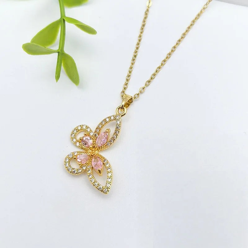 Butterfly Pendant Necklace Women | Stainless Steel Clavicle Chain Pendant Necklace Nixie