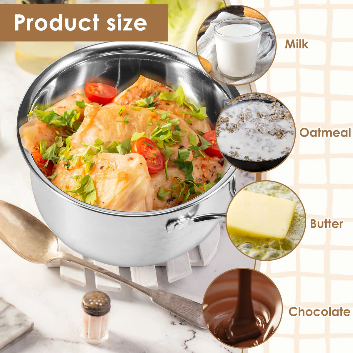 Stainless Steel Saucepan 17cm with Glass Lid – Milk & Sauce Pot Stainless Steel Saucepan Nixie
