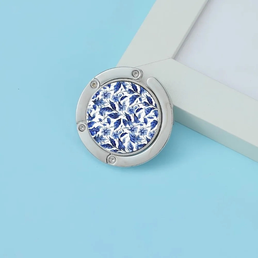 Folding Table Edge Hook Zinc Alloy Blue White Porcelain Bag Hanger Table Edge Hook Nixie