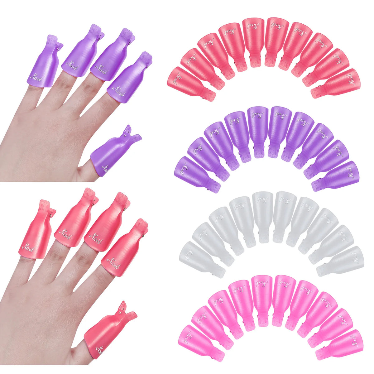 10 Pcs Silicone Nail Soak Off Caps – Reusable Gel Remover Clips Nail Soak Off Caps Nixie
