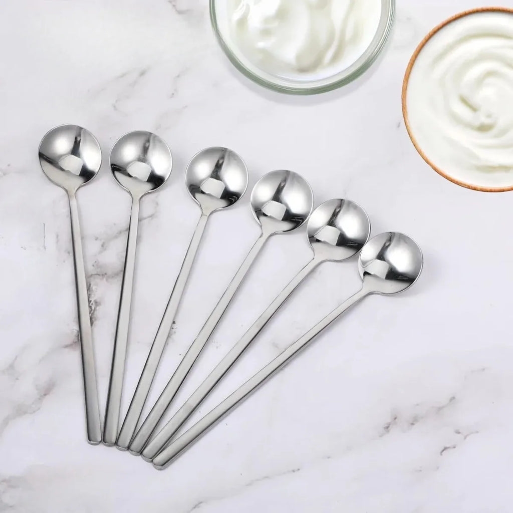 8-Piece Stainless Steel Long Handle Spoons – Ice Cream & Cocktail Kitchen Spoon Set Nixie