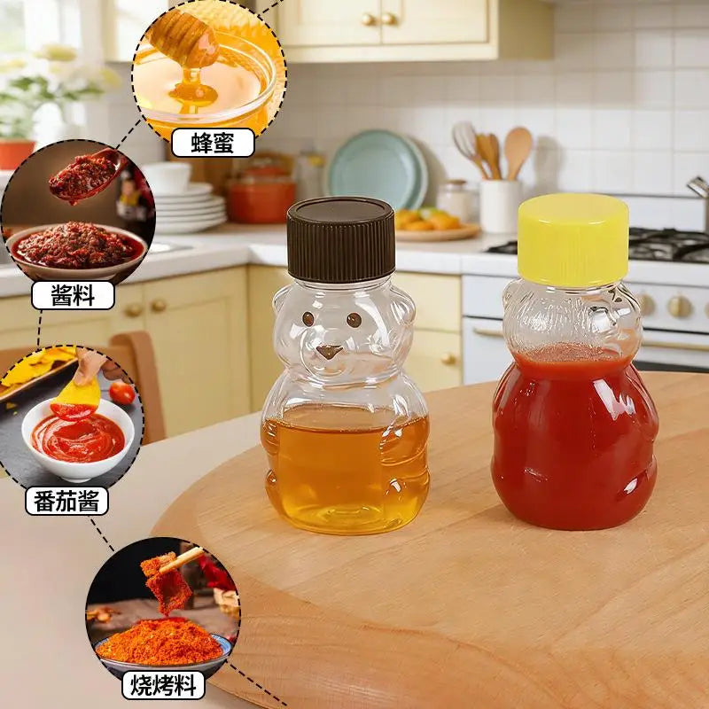 Mini Bear Squeeze Sauce Bottles – Portable Condiment Containers